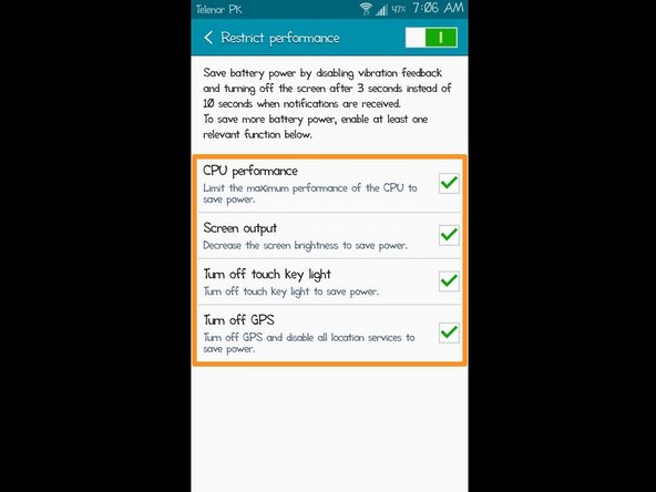 Samsung Galaxy Note II: Enhance Battery Life
