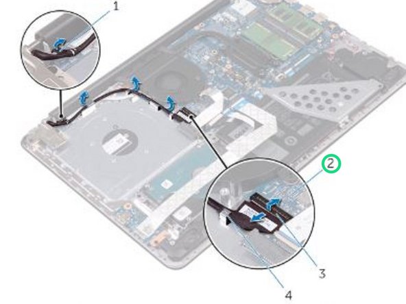 Dell Inspiron 15 5565 Display Assembly Replacement, Sliding the Display Cable: crwdns2935265:011crwdnd2935265:02crwdnd2935265:02crwdne2935265:0