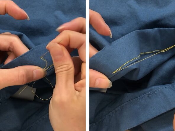 Backstitch on a Loose Hem, Tie off the thread: crwdns2935265:07crwdnd2935265:03crwdnd2935265:03crwdne2935265:0