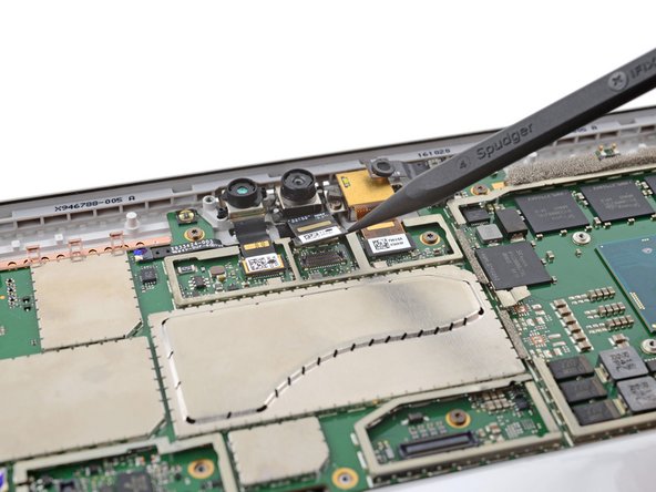Microsoft Surface Pro 4 Front Camera Replacement, Disconnect the front camera: crwdns2935265:032crwdnd2935265:02crwdnd2935265:02crwdne2935265:0