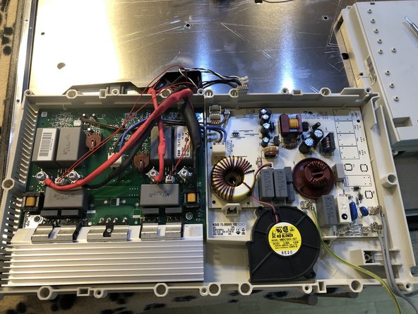Miele KM 5975 Induction Stovetop Hob: Capacitors to resolve error FE32 and other errors replacement, Remove the screws to get access to the electronics.: step 8, image 1 of 1