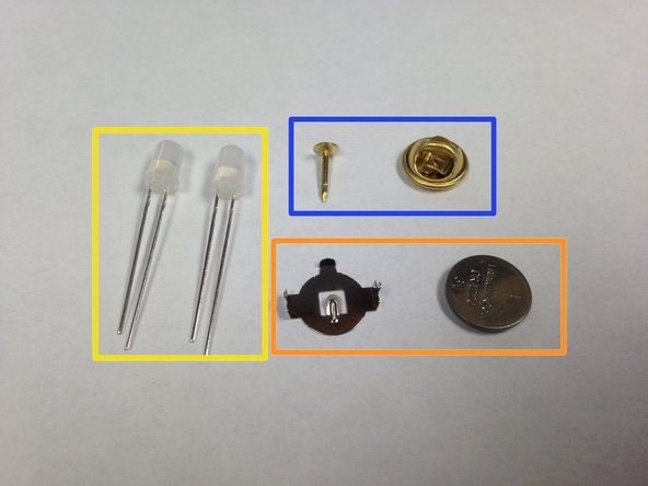 Learn to solder electronics with the Maker Shed Solder Badge!, Get acquainted with the contents in your Learn to Solder kit: crwdns2935265:04crwdnd2935265:03crwdnd2935265:03crwdne2935265:0