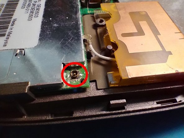 Danger Hiptop Battery Replacement, Disconnecting the antenna connector (Canada Fido model only): step 2, image 3 of 3