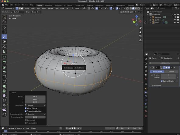 Basic Modeling, Using Edit Mode (Continued): crwdns2935265:06crwdnd2935265:02crwdnd2935265:03crwdne2935265:0