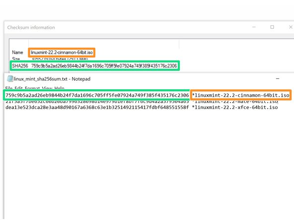 How to Install Linux on a Windows PC, Verify the download: crwdns2935265:03crwdnd2935265:03crwdnd2935265:03crwdne2935265:0