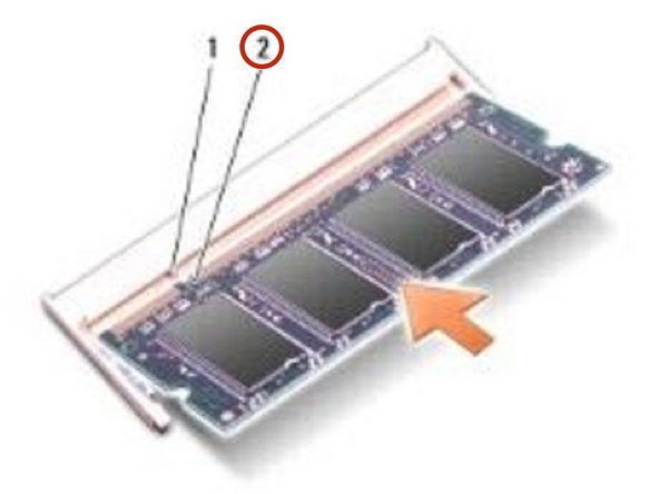 Dell Inspiron 1210 Memory Module Replacement, Align the Notch: crwdns2935265:00crwdnd2935265:01crwdnd2935265:02crwdne2935265:0
