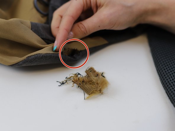How to Repair a Loose Webbing Strap in a Backpack, Clean the area: crwdns2935265:03crwdnd2935265:03crwdnd2935265:03crwdne2935265:0