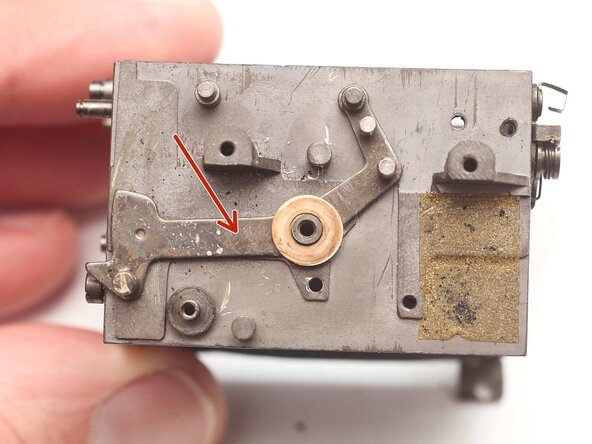 Pentax MX Mirror Box Mechanism Disassembly, Remove mirror lifting lever: step 29, image 1 of 1