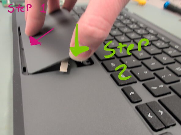 Lenovo 300e Chromebook Gen 3 Keyboard Replacement, Put the touchpad back into the new keyboard.: crwdns2935265:09crwdnd2935265:02crwdnd2935265:02crwdne2935265:0