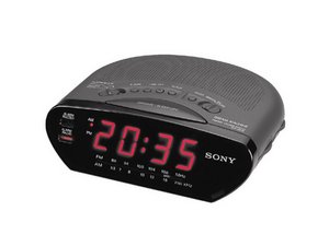 Sony Dream Machine Black ICF-C211 AM/FM Clock Radio Large Red LED Time