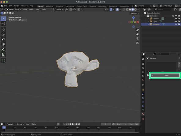 Getting Started with Blender, Changing Object Materials: crwdns2935265:010crwdnd2935265:02crwdnd2935265:03crwdne2935265:0