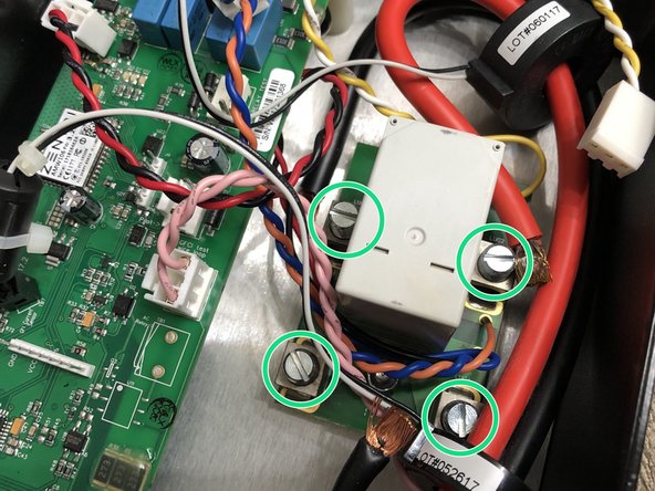 JuiceBox EVSE Relay Replacement (UL/front LEDs version), Remove AC wires from screw terminals: crwdns2935265:08crwdnd2935265:03crwdnd2935265:03crwdne2935265:0