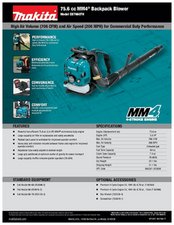 Makita eb7650th 75.6 discount cc mm4 backpack blower