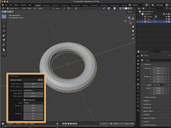 Basic Modeling, Modifying  Torus Segments: crwdns2935265:02crwdnd2935265:02crwdnd2935265:03crwdne2935265:0