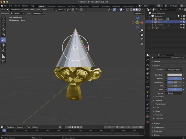 Getting Started with Blender, Resizing an object: crwdns2935265:011crwdnd2935265:02crwdnd2935265:03crwdne2935265:0