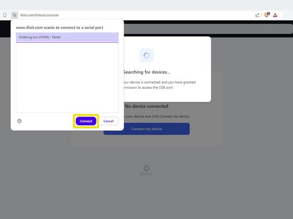 How to Use the FixHub Web Console, Connect your iron: crwdns2935265:02crwdnd2935265:03crwdnd2935265:03crwdne2935265:0