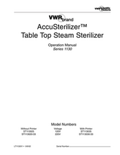 AccuSterilizer Table Top Steam Sterilizer Without Printer ST113025 ST113020-33 Model Numbers Voltage 120V 220V With Printer ST113035 ST113030-33 Operation Manual Series 1130