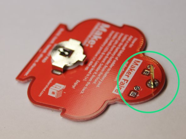 Learn to solder electronics with the Maker Shed Solder Badge!, Position the pin: crwdns2935265:015crwdnd2935265:02crwdnd2935265:03crwdne2935265:0