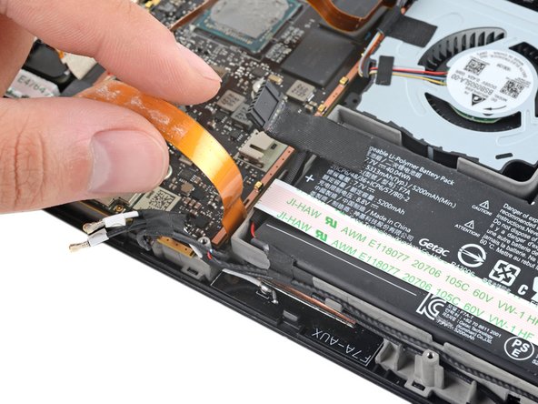 Steam Deck Battery Replacement, Peel back the audio cable: crwdns2935265:011crwdnd2935265:03crwdnd2935265:03crwdne2935265:0