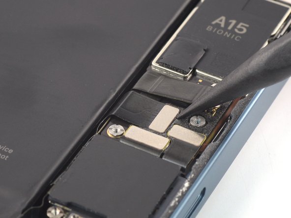 iPhone 14 Logic Board Replacement, Disconnect the SIM card reader and Taptic Engine cable: step 55, image 1 of 2