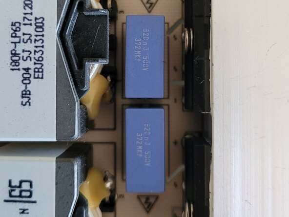 LG OLED TV - Power supply board troubleshooting and repair, Check film capacitors: step 6, image 2 of 2