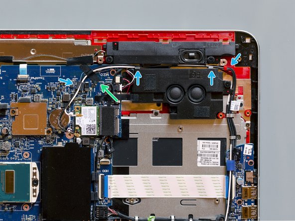 Upgrade the display panel and replace the display cable, Place the wireless antenna cables back (2 of 2): stap 0, afbeelding 2 van 3