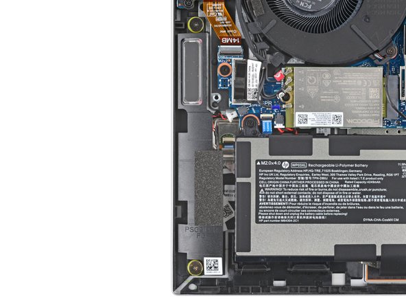 HP EliteBook 845 G9 Right Speaker Replacement, Remove the speaker screws: crwdns2935265:09crwdnd2935265:02crwdnd2935265:02crwdne2935265:0