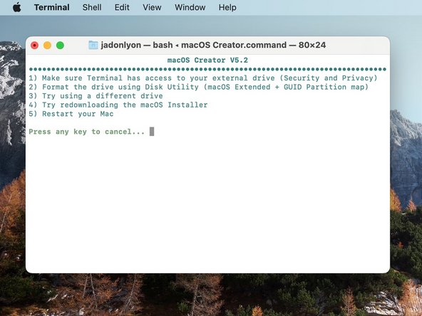 How to use the macOS Creator, Troubleshooting: 步骤 20 中的图像 2，2
