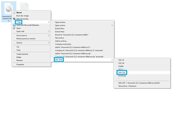 How to Install Linux on a Windows PC, Verify the download: crwdns2935265:03crwdnd2935265:02crwdnd2935265:03crwdne2935265:0