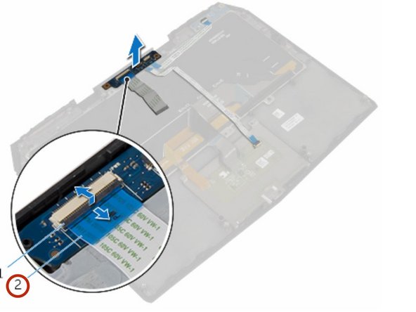 Dell Alienware 13 R2 Power-Button Board Replacement, Disconnecting the Power-Button Board Cable: crwdns2935265:050crwdnd2935265:02crwdnd2935265:02crwdne2935265:0