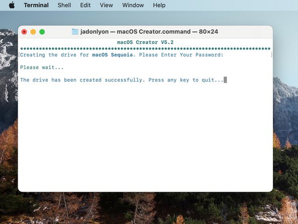 How to use the macOS Creator, Creating the Drive: 步骤 8 中的图像 3，3