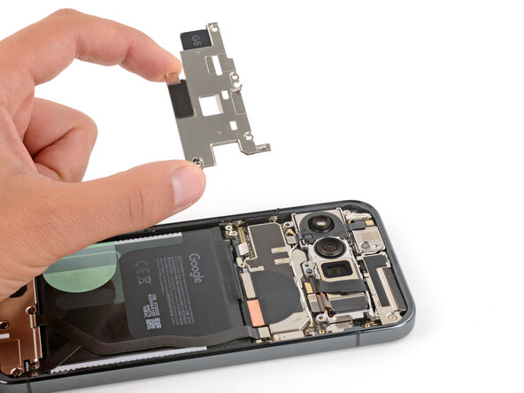 Google Pixel 10 Pro XL USB‑C Board Replacement, Place the motherboard cover: 34 단계, 이미지 2개 중 1개