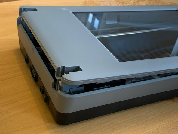 HP Scanjet 4890 Scanner Glass Underside Cleaning, Lift the top cover off the base: 5 단계, 이미지 3개 중 2개