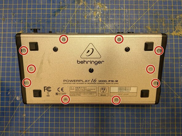 Behringer Powerplay P16-M IO/Processing circuit board removal, Remove the bottom plate: crwdns2935265:01crwdnd2935265:01crwdnd2935265:03crwdne2935265:0