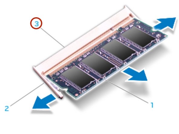 Dell Alienware M17x R2 Memory Modules Replacement, Inserting the Memory Module: crwdns2935265:06crwdnd2935265:02crwdnd2935265:02crwdne2935265:0