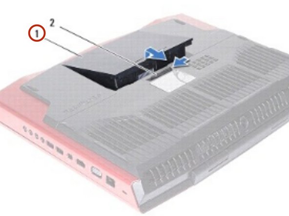 Dell Alienware M18x Battery Pack Replacement, Sliding the Battery Pack: crwdns2935265:03crwdnd2935265:01crwdnd2935265:01crwdne2935265:0