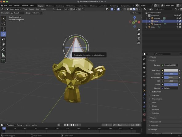 Getting Started with Blender, Rotating an Object: crwdns2935265:012crwdnd2935265:02crwdnd2935265:03crwdne2935265:0