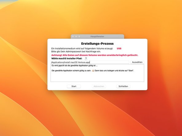 Create macOS USB Stick (El-Capitan - Ventura), Create USB-Stick: crwdns2935265:04crwdnd2935265:02crwdnd2935265:03crwdne2935265:0