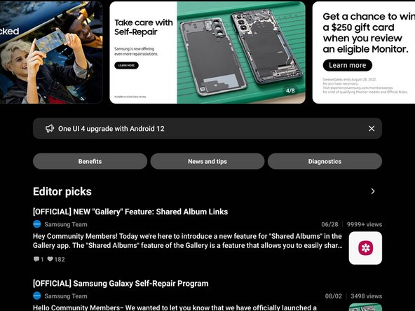 How to Test Your Samsung Device After a Repair, Navigate to the test screen: crwdns2935265:03crwdnd2935265:02crwdnd2935265:02crwdne2935265:0