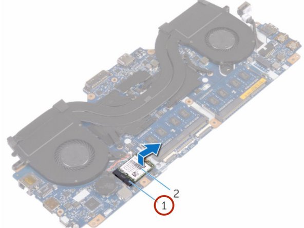 Dell Alienware 13 R2 Wireless Card Replacement, Sliding the Wireless Card: crwdns2935265:080crwdnd2935265:02crwdnd2935265:02crwdne2935265:0