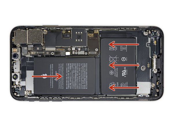 iPhone XS Max Battery Replacement, Alternative method to unstick the battery from the case: crwdns2935265:049crwdnd2935265:03crwdnd2935265:03crwdne2935265:0