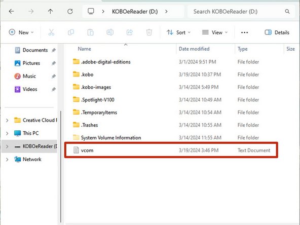 How to Calibrate a Kobo eReader Display, Change the VCOM number: crwdns2935265:05crwdnd2935265:03crwdnd2935265:03crwdne2935265:0