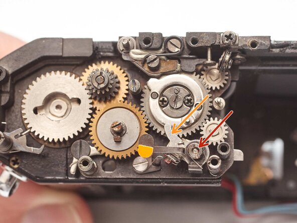 Pentax MX Shutter Assembly Removal, Remove closing curtain latch: step 26, image 1 of 2