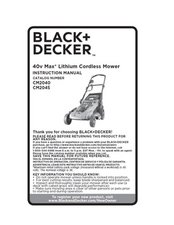 BLACK+DECKER CM2045 40V MAX 20 in. Cordless Lithium-Ion Walk Behind Mower 