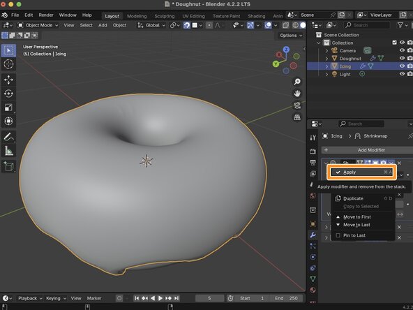 Sculpting, Using Shrinkwrap (Continued): crwdns2935265:019crwdnd2935265:02crwdnd2935265:03crwdne2935265:0