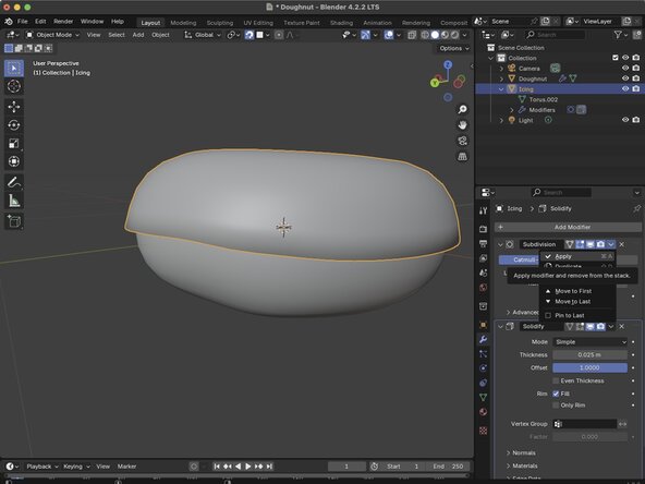 Basic Modeling, Adding a Subsurface Modifier: crwdns2935265:012crwdnd2935265:02crwdnd2935265:03crwdne2935265:0