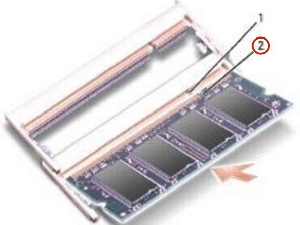 Dell Inspiron 1300 Memory Modules Replacement, Align the Notch: crwdns2935265:05crwdnd2935265:02crwdnd2935265:02crwdne2935265:0