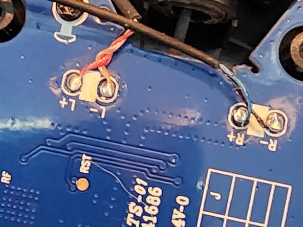 JVC Headphone HA-531BT Battery Replacement, Attach the L + R speaker wires: step 11, image 1 of 1