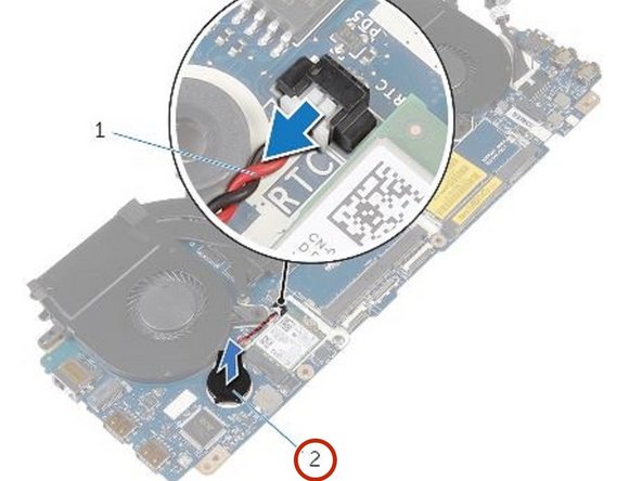 Dell Alienware 13 Coin-Cell Battery Replacement, Disconnecting the Coin-Cell Battery Cable: crwdns2935265:057crwdnd2935265:02crwdnd2935265:02crwdne2935265:0