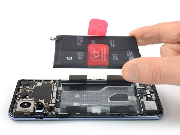 OnePlus Nord 2 5G Battery Replacement, Remove the battery: crwdns2935265:023crwdnd2935265:02crwdnd2935265:03crwdne2935265:0